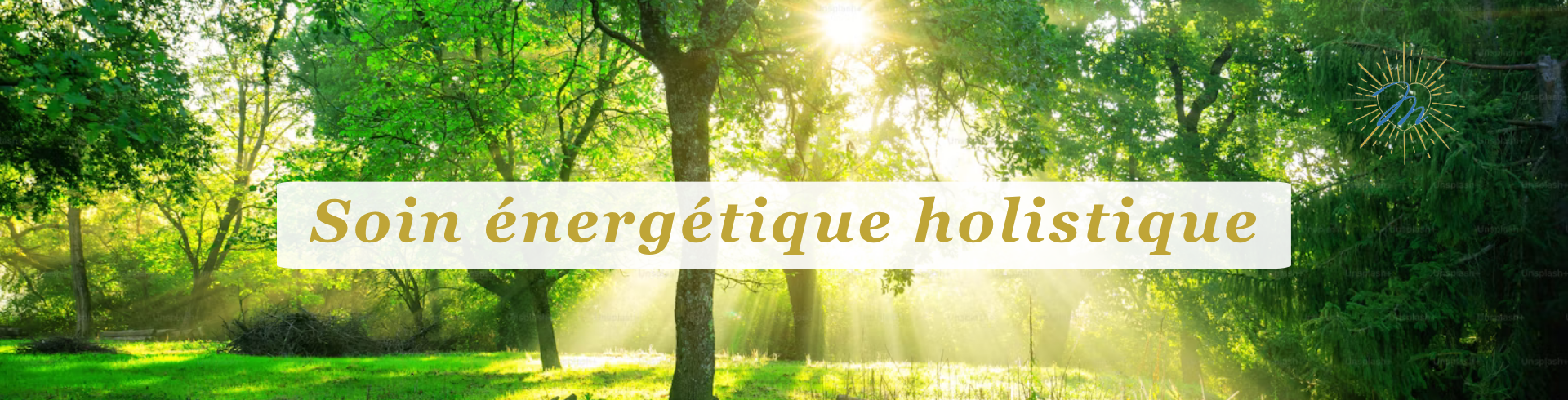 Soin énergétique holistique en ligne, illustré par une nature lumineuse et régénérante